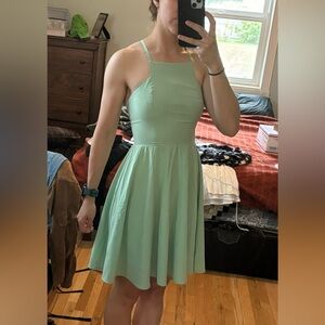 Lulus mint green high-neck mini dress